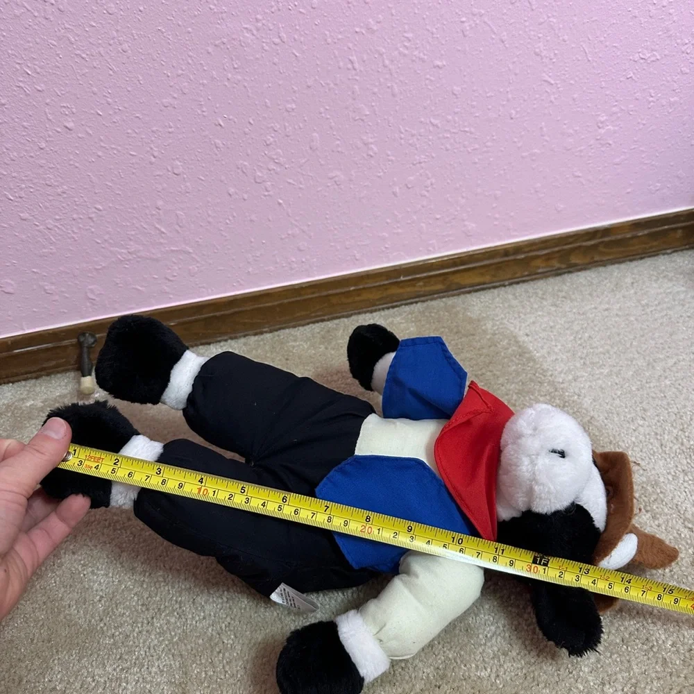Vintage 1995 Sugar Loaf Holstein Cow Plush 14” Cowboy Western Clothing Puffy